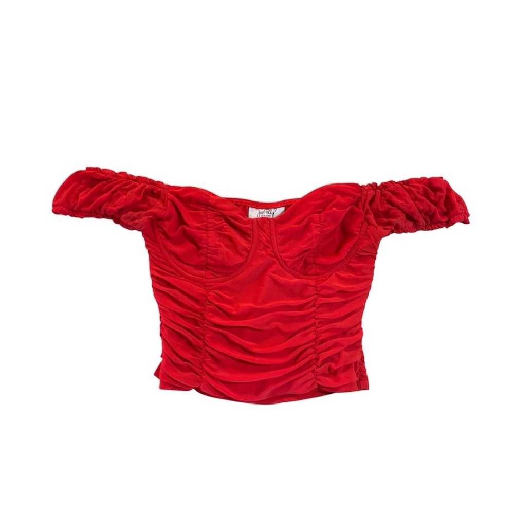 Chic Scarlet Ruched Crop Top